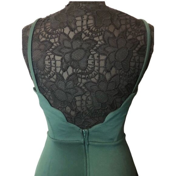 NWT Xtraordinary Pretty Women Green Short Dress Wavy Front Design Double Skirt - Picture 5 of 9